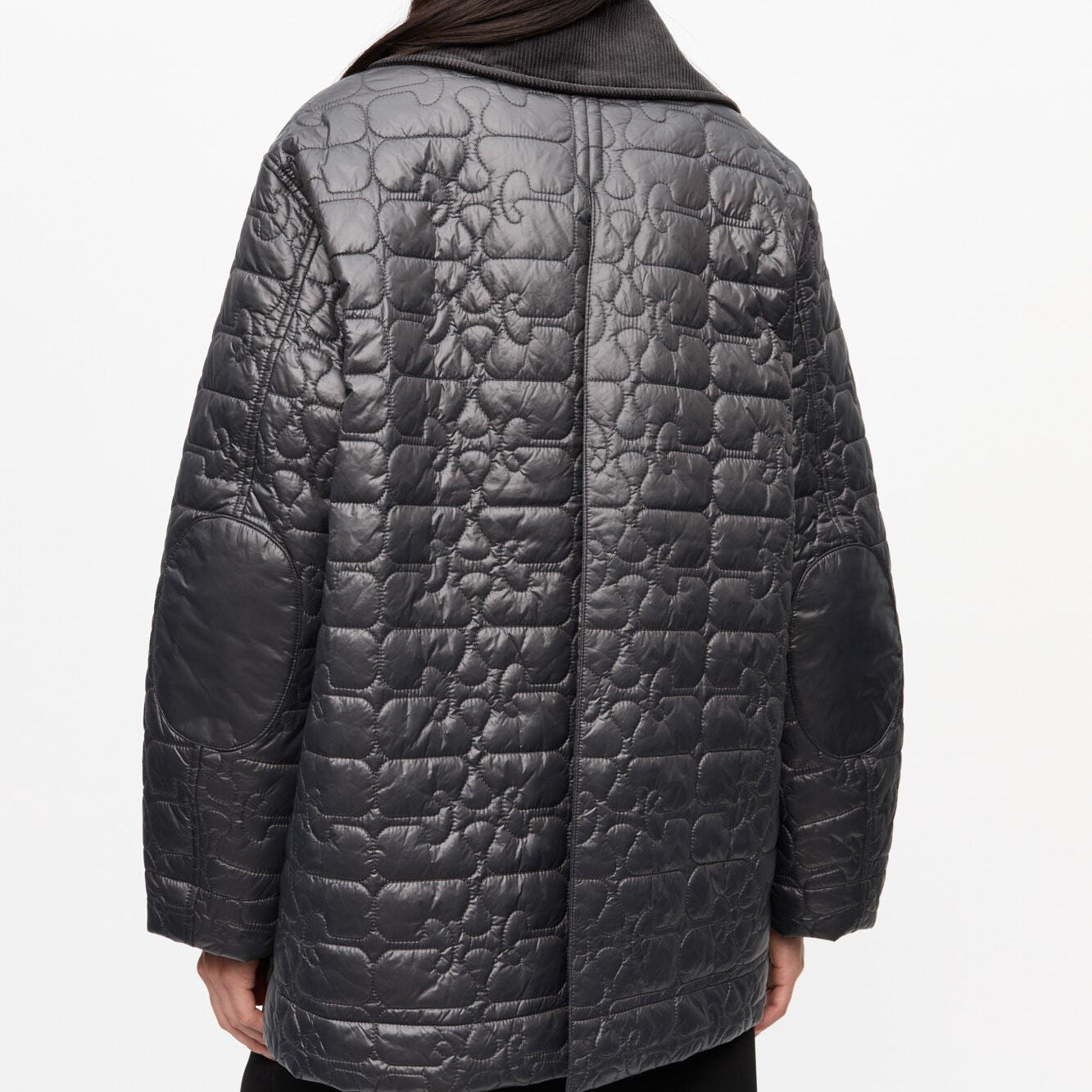 Shiny Quilt Midi Jacket Phantom