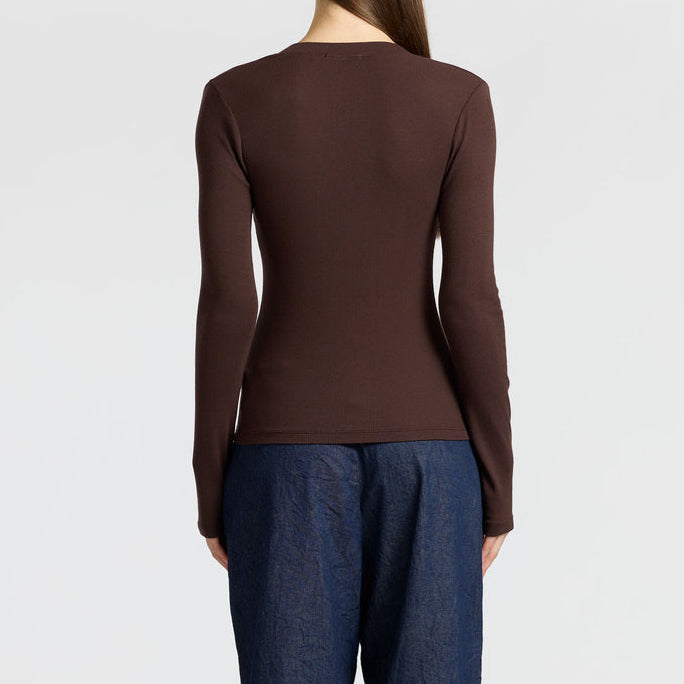 Verona L/S Henley Chocolate