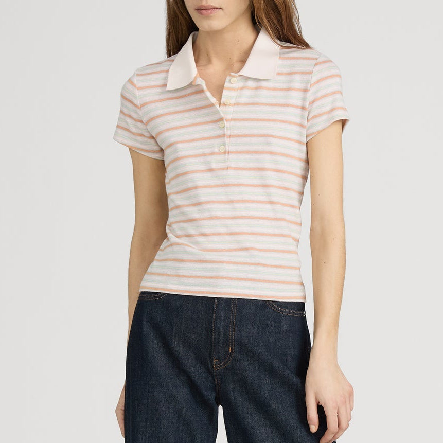 The Striped S/S Polo Pink Sand