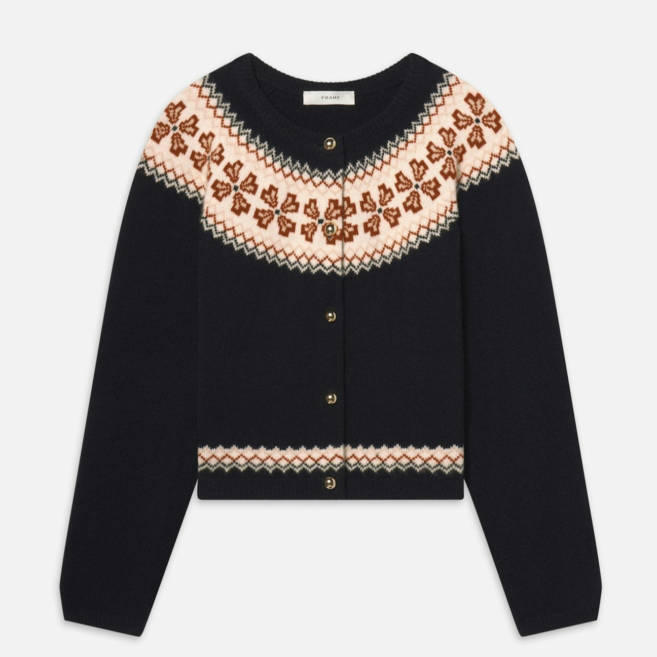 The Cashmere Fairisle Cardi Navy