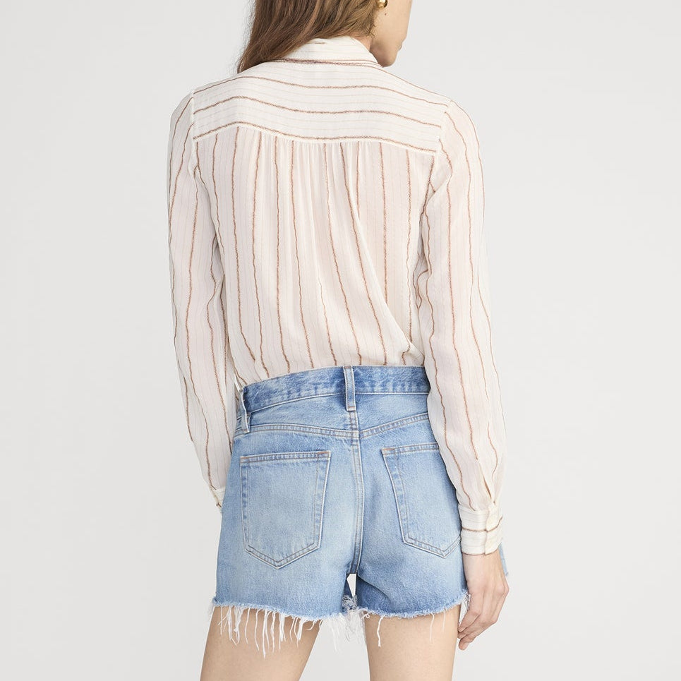 The Striped Silk Tie Blouse Cream