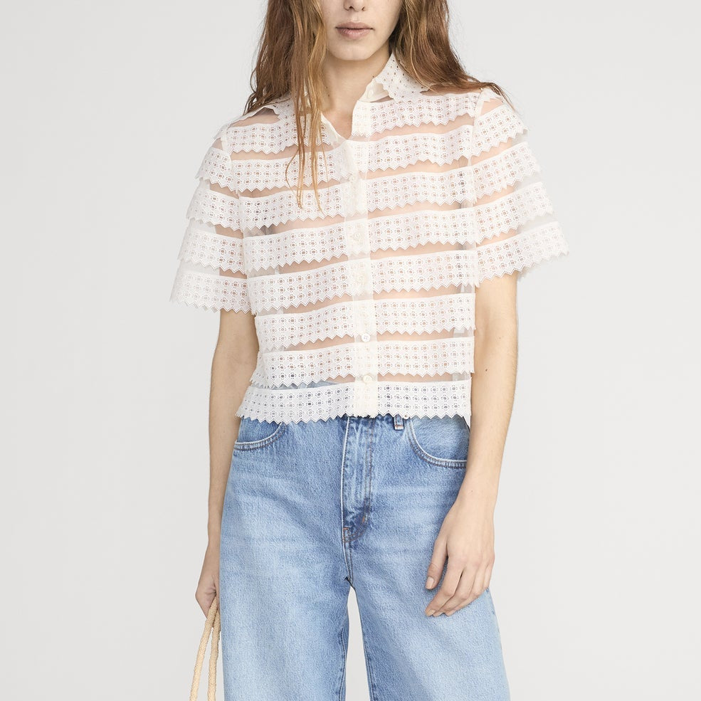 The Lattice Crochet Blouse Cream