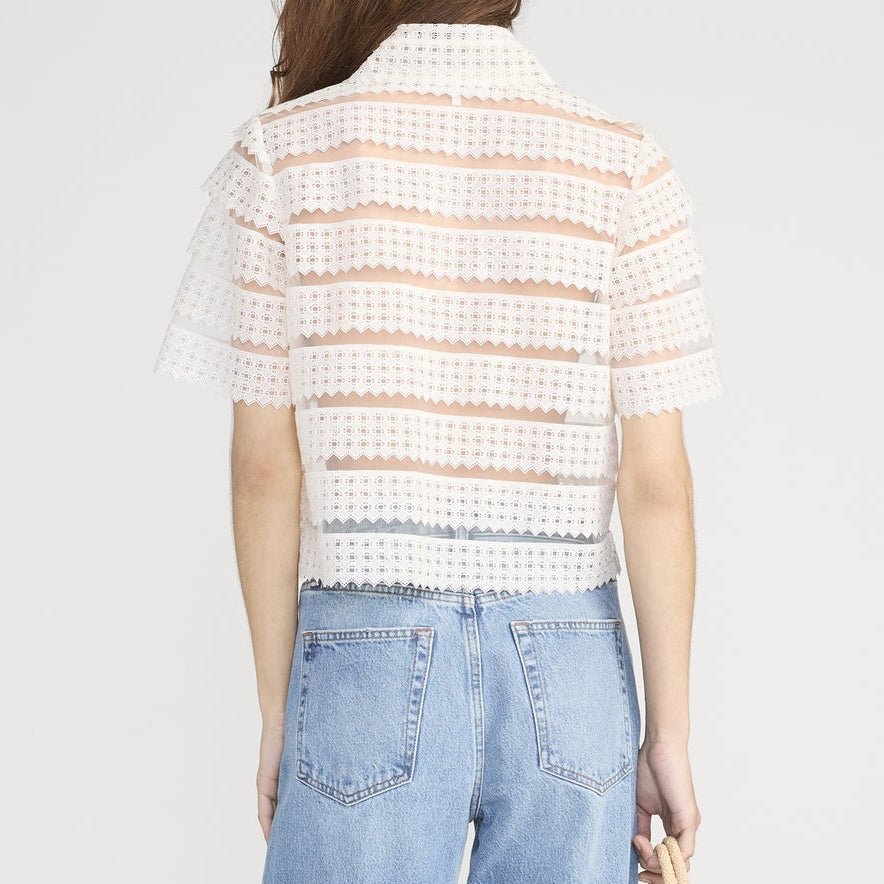The Lattice Crochet Blouse Cream