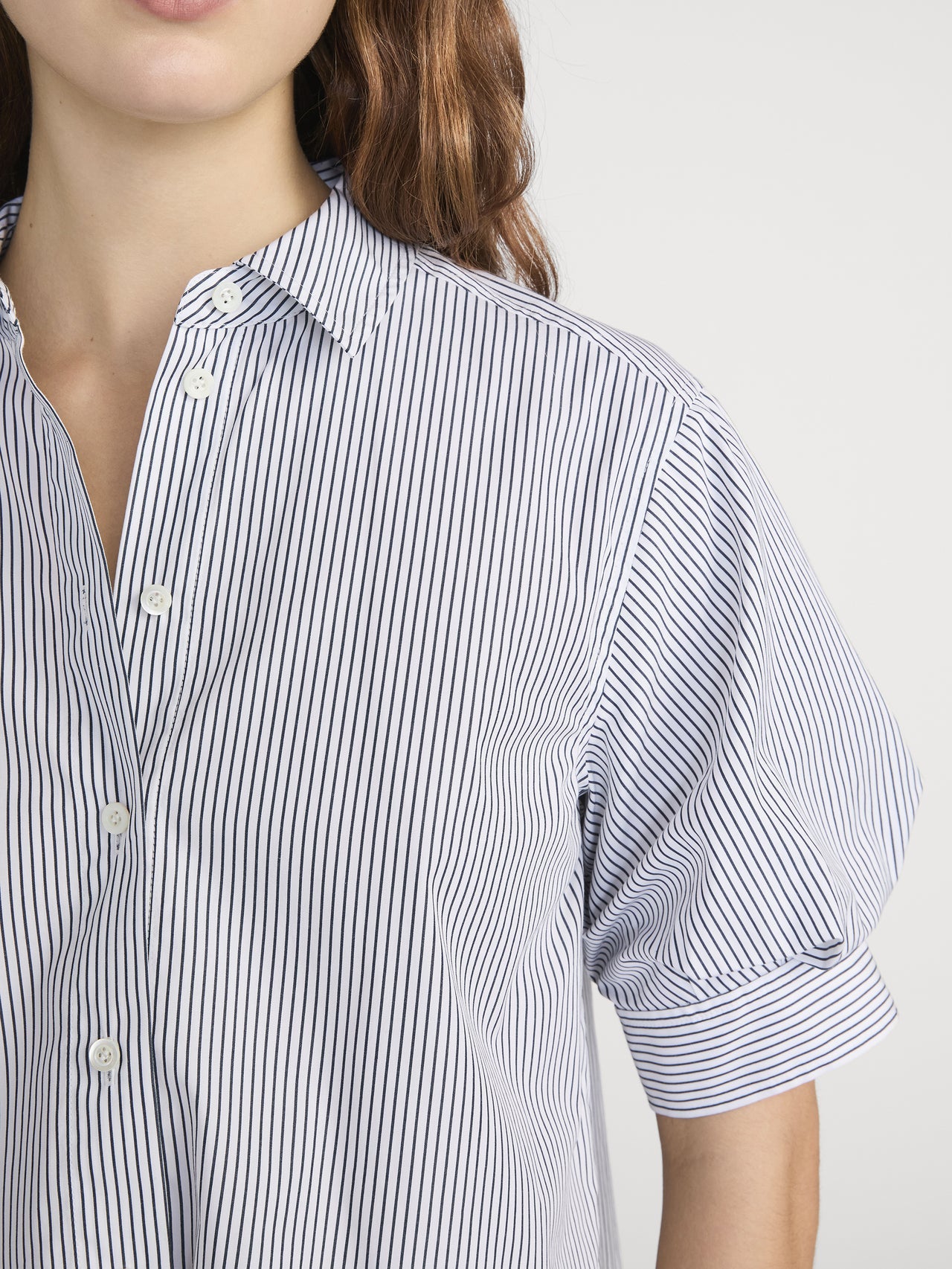The Billow Sleeve Shirt Navy Stripe