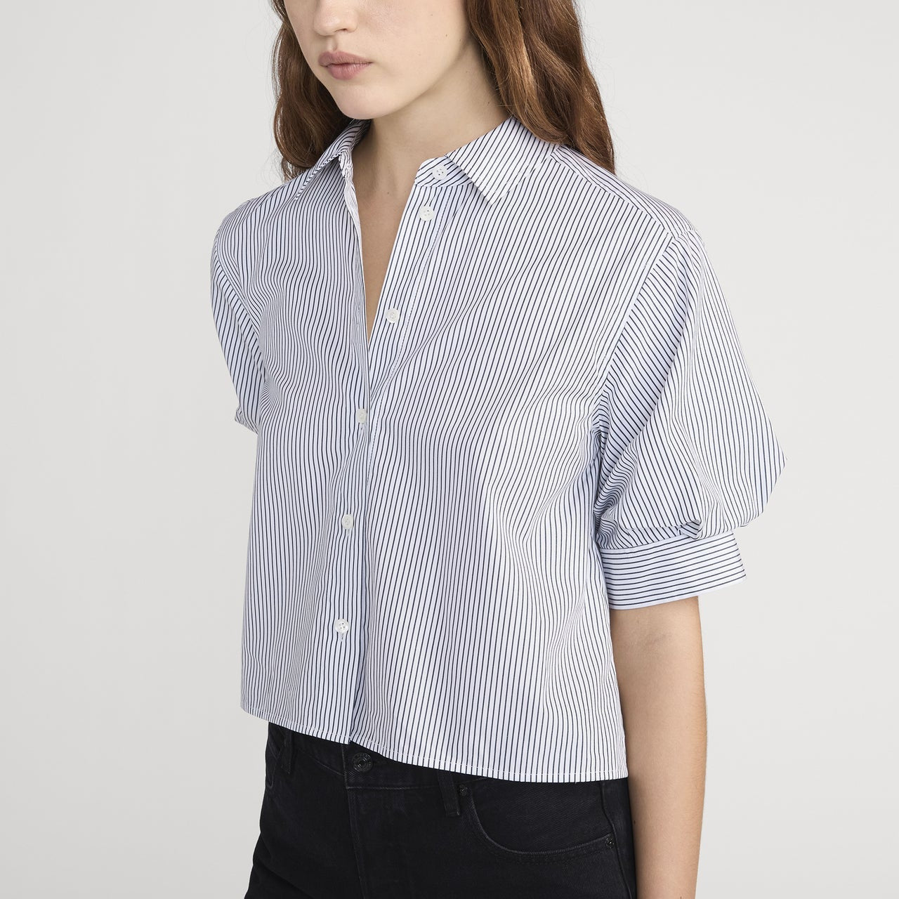 The Billow Sleeve Shirt Navy Stripe