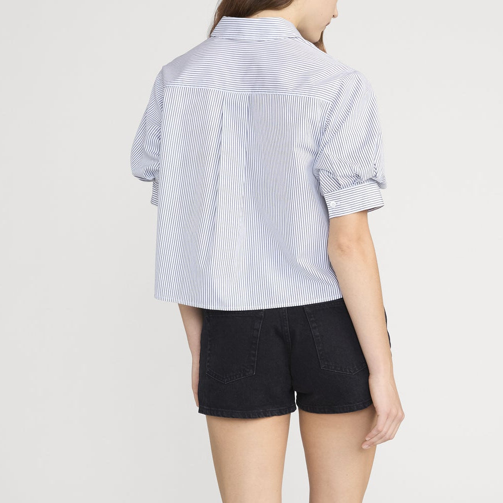 The Billow Sleeve Shirt Navy Stripe