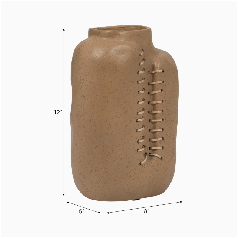 Ecomix Cane Stitched Up Tribal Vase- Brown 12"