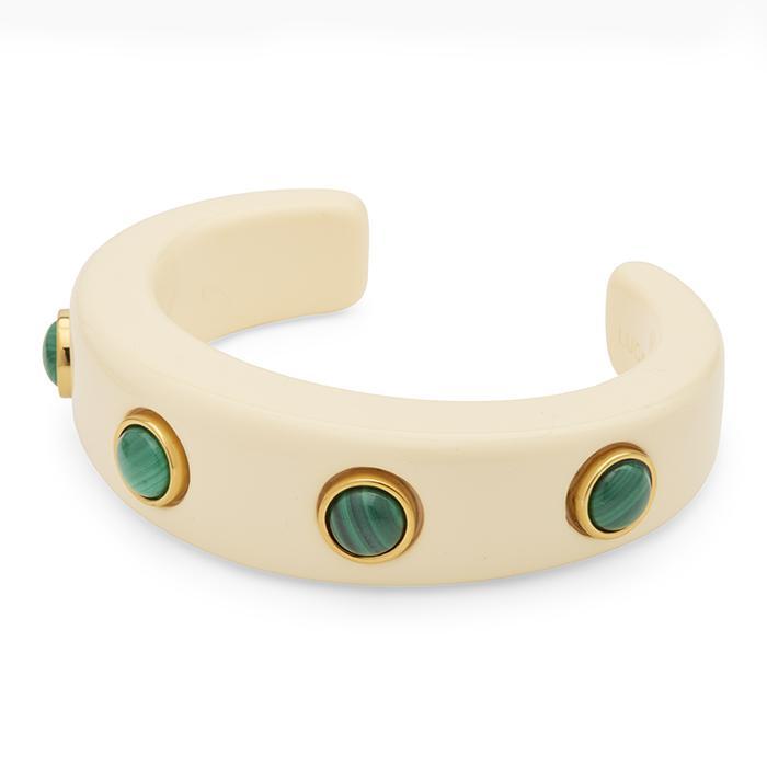 Ivory Resin + Malachite Multi-Stone Bangle