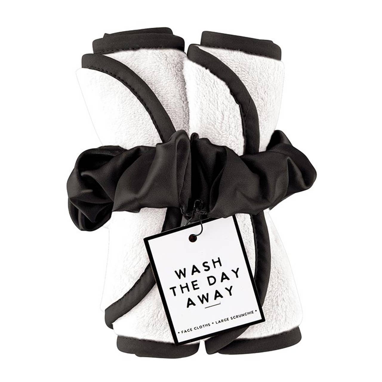Plush Face Cloth White w/ Black Trim