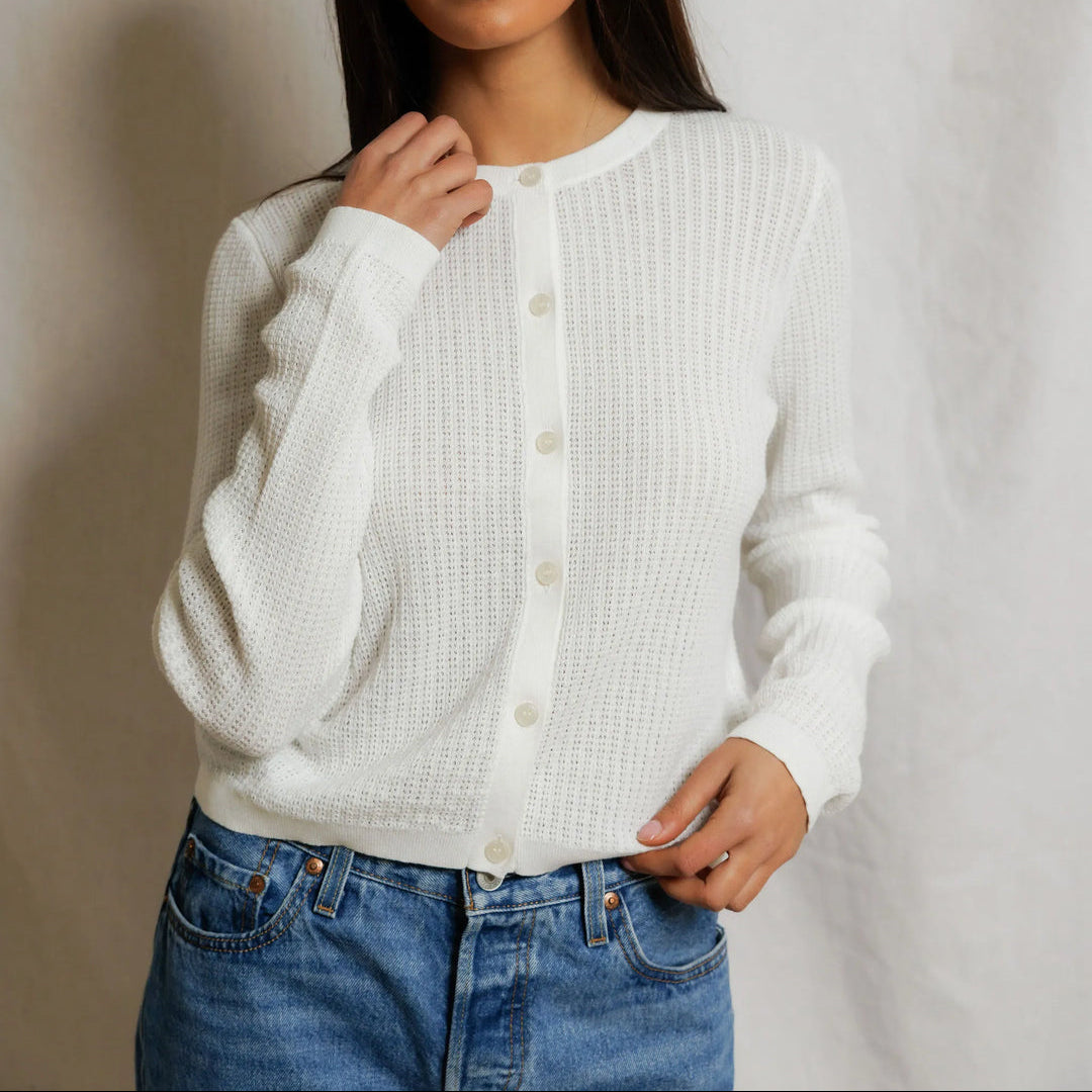 Ada Pointelle Sweater White
