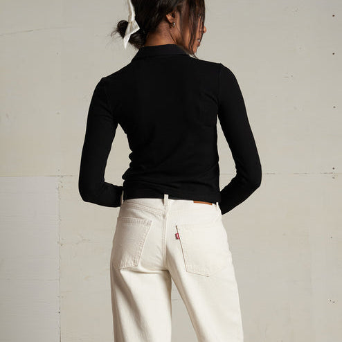 Amee L/S Button Polo True Black