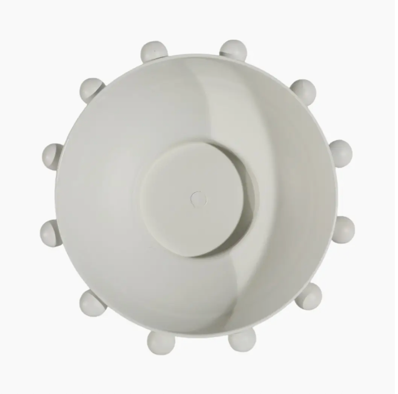 Iron Fir Wood Sculpted Hobnail Bowl  White 11"