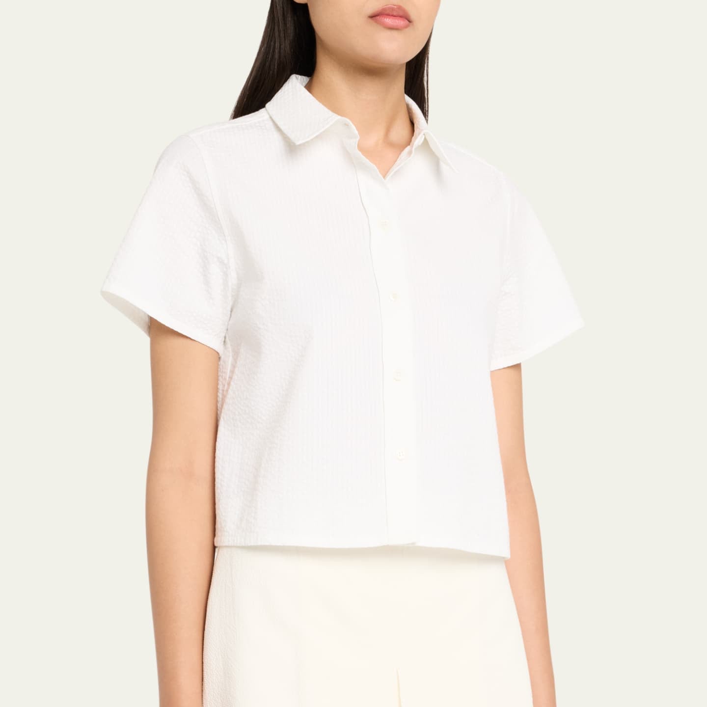 The Seersucker Top White
