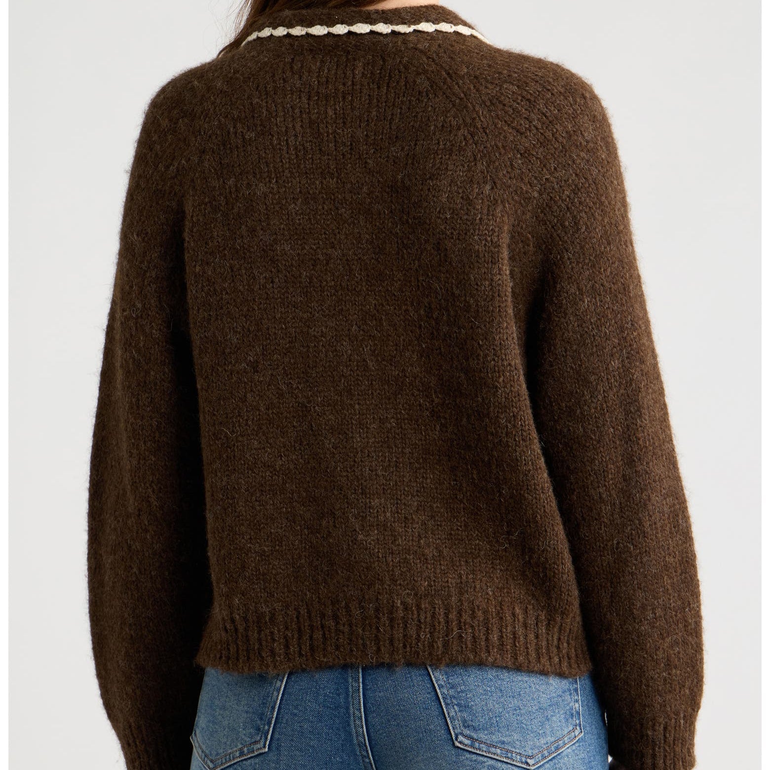 The Crochet Collar Cardigan Chocolate Brown