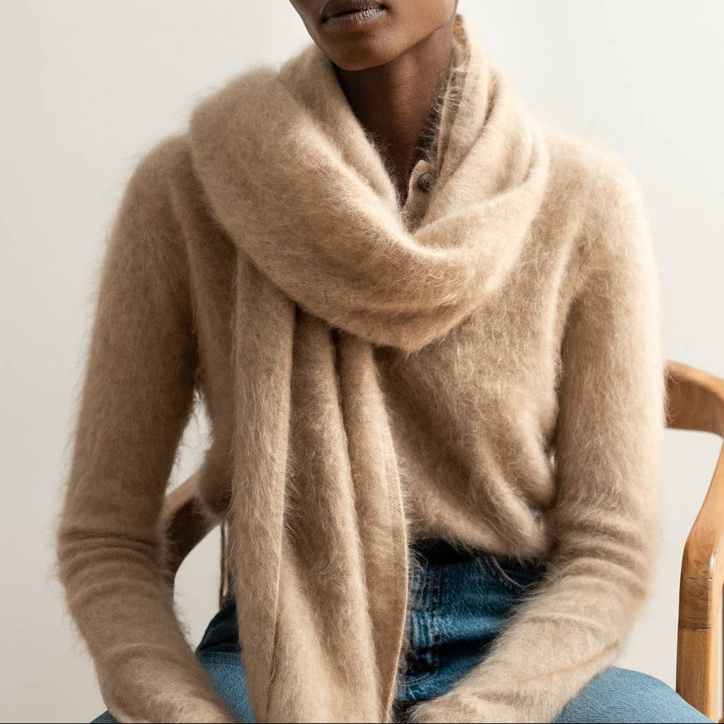 Brushed Cashmere Scarf Beige