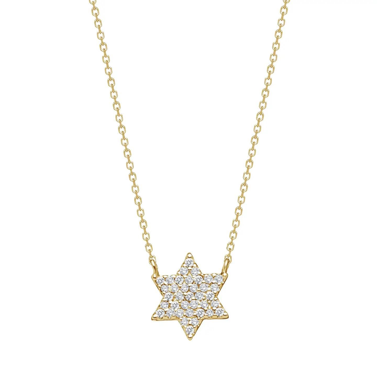 Star of David Necklace 14k Gold and Pave Diamonds