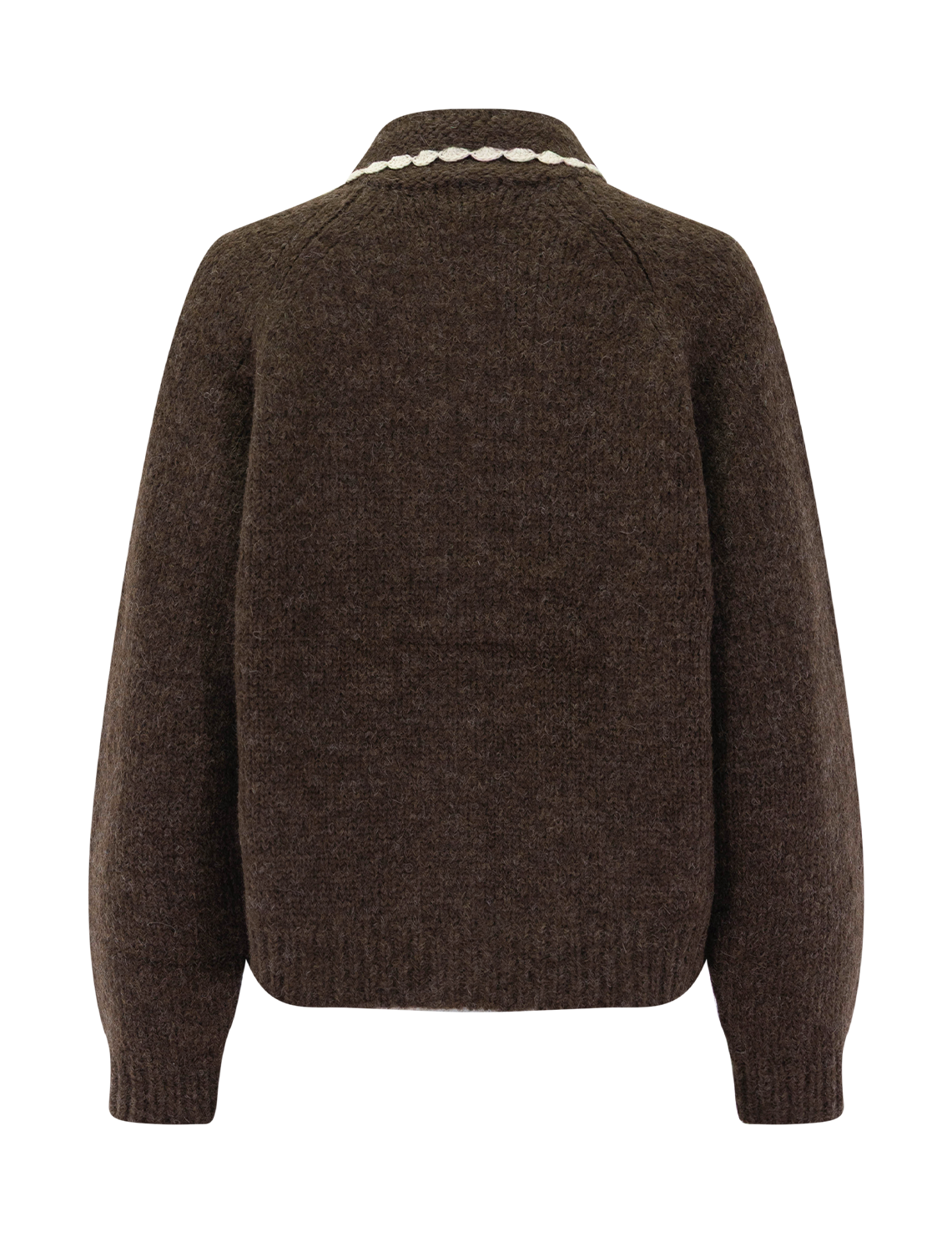 The Crochet Collar Cardigan Chocolate Brown