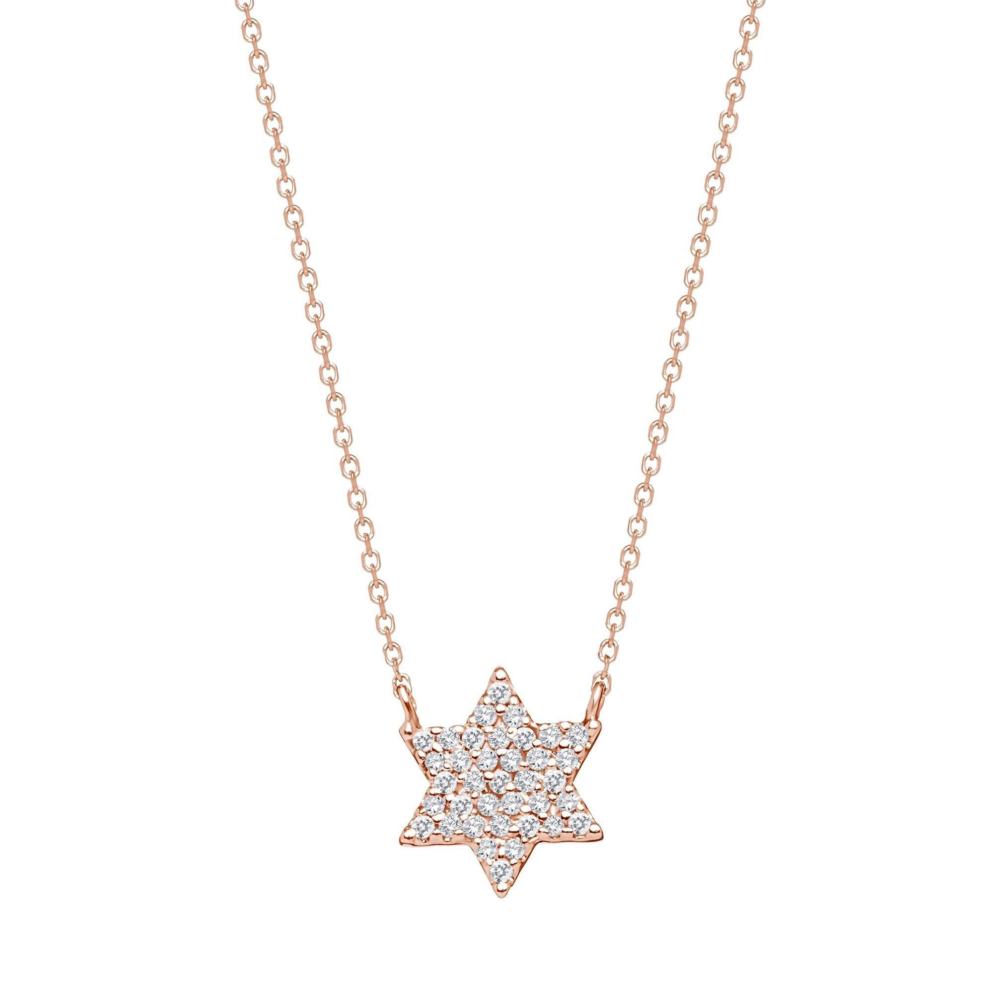 Star of David Necklace 14k Gold and Pave Diamonds