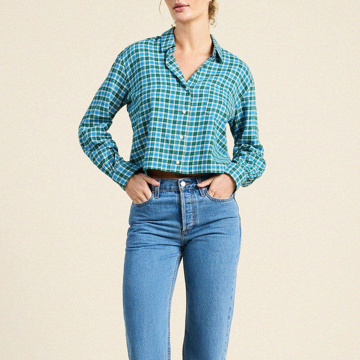 Nessa Shirt Fogline Plaid
