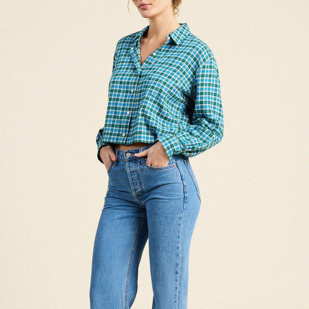 Nessa Shirt Fogline Plaid