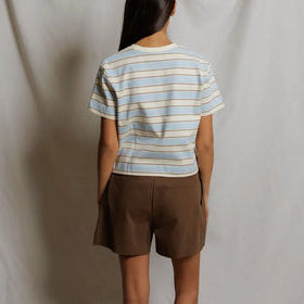 Gia Crew Tee Powder Blue Stripe