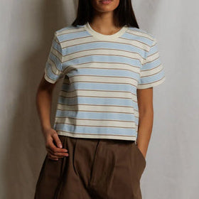 Gia Crew Tee Powder Blue Stripe