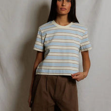 Gia Crew Tee Powder Blue Stripe