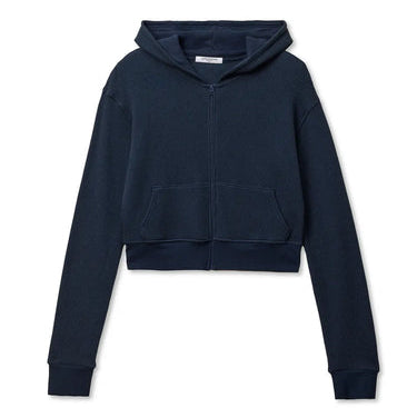 Inez Waffle Zip Hoodie Navy
