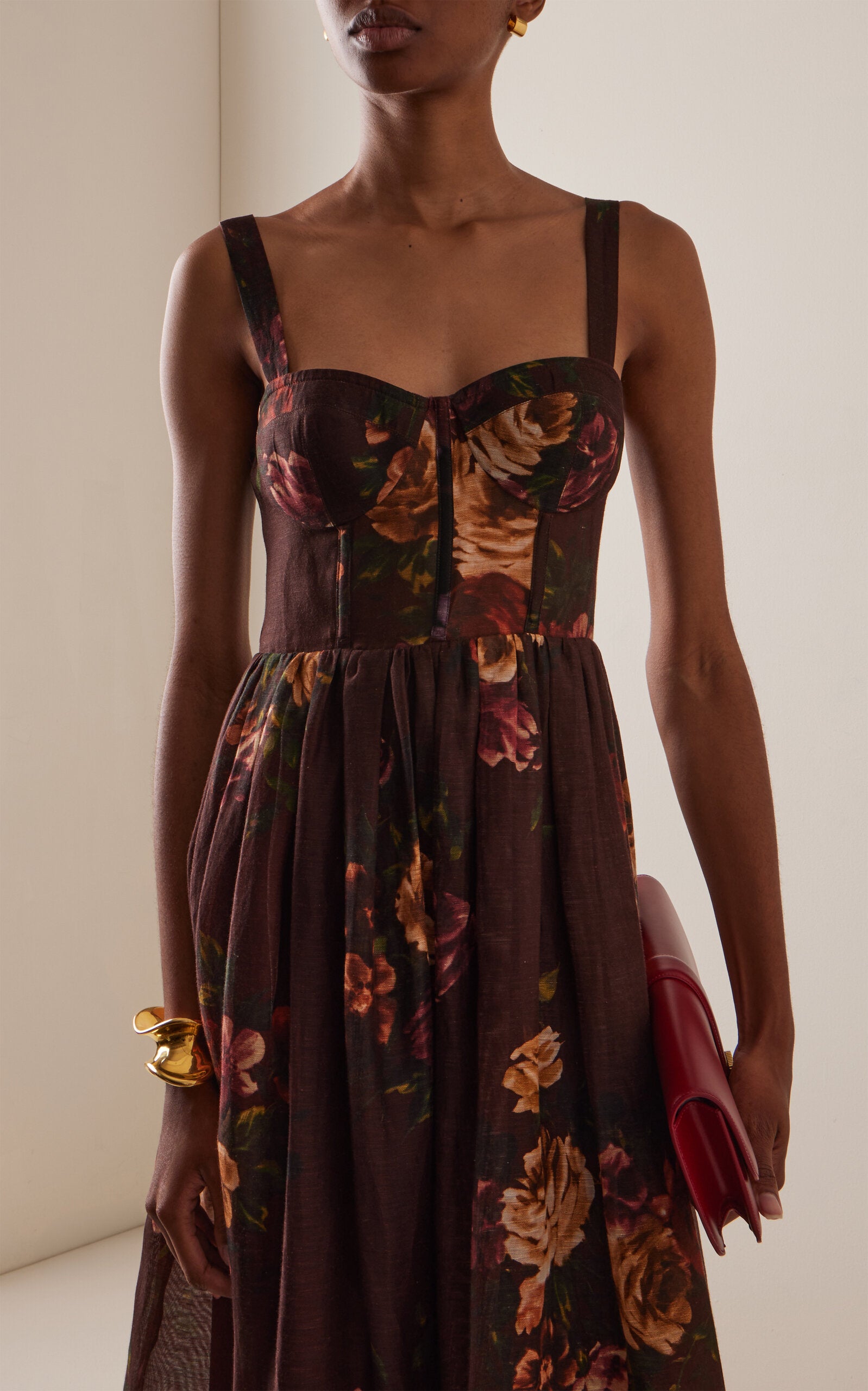 Phoebe Midi Dress Ariana Flora Merlot