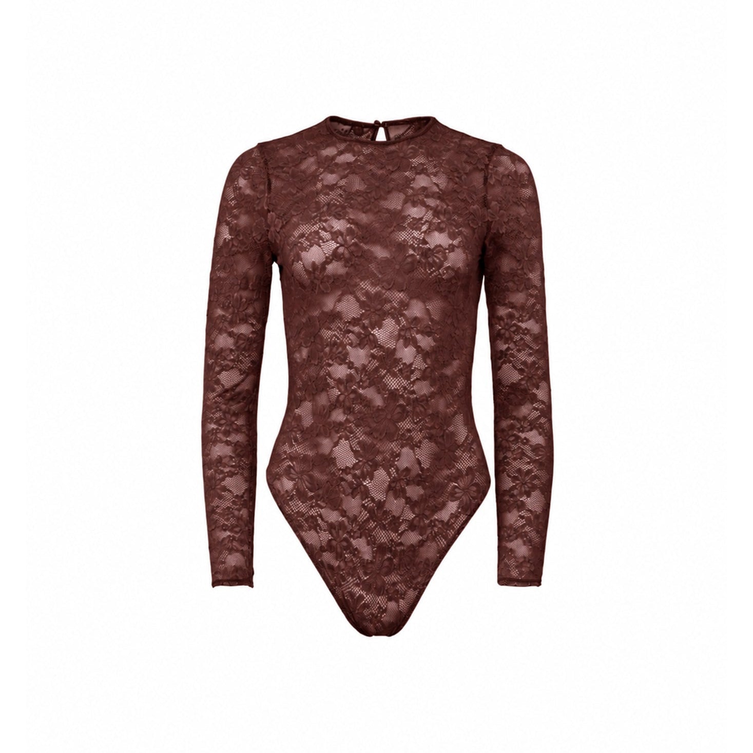 Le Stretch Lace L/Slv Bodysuit Cocoa Plum
