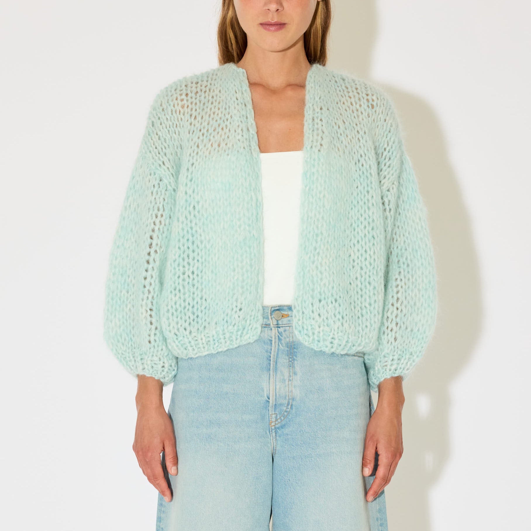 Mohair Bomber Cardigan Light Aqua