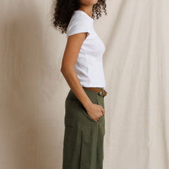 Macy Cotton Rib Crew Neck Tee White