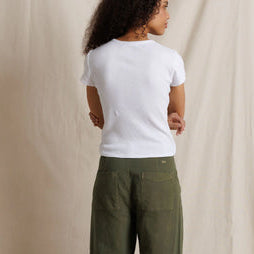 Macy Cotton Rib Crew Neck Tee White