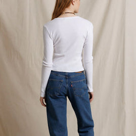 Marcela L/Slv Cotton Rib White