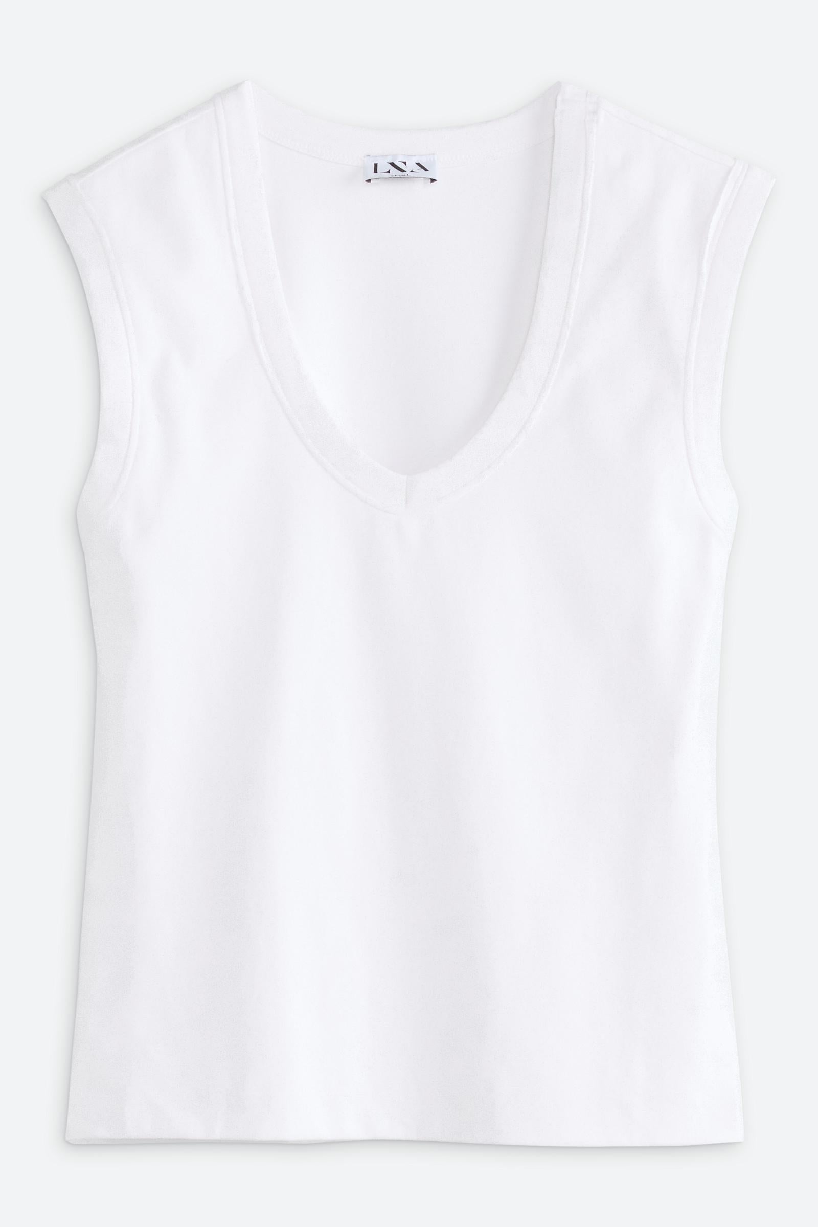 Carey Deep V Tank White