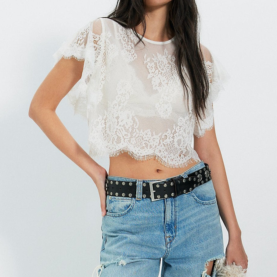 Lunar Ash Lace Top Clean Ivory