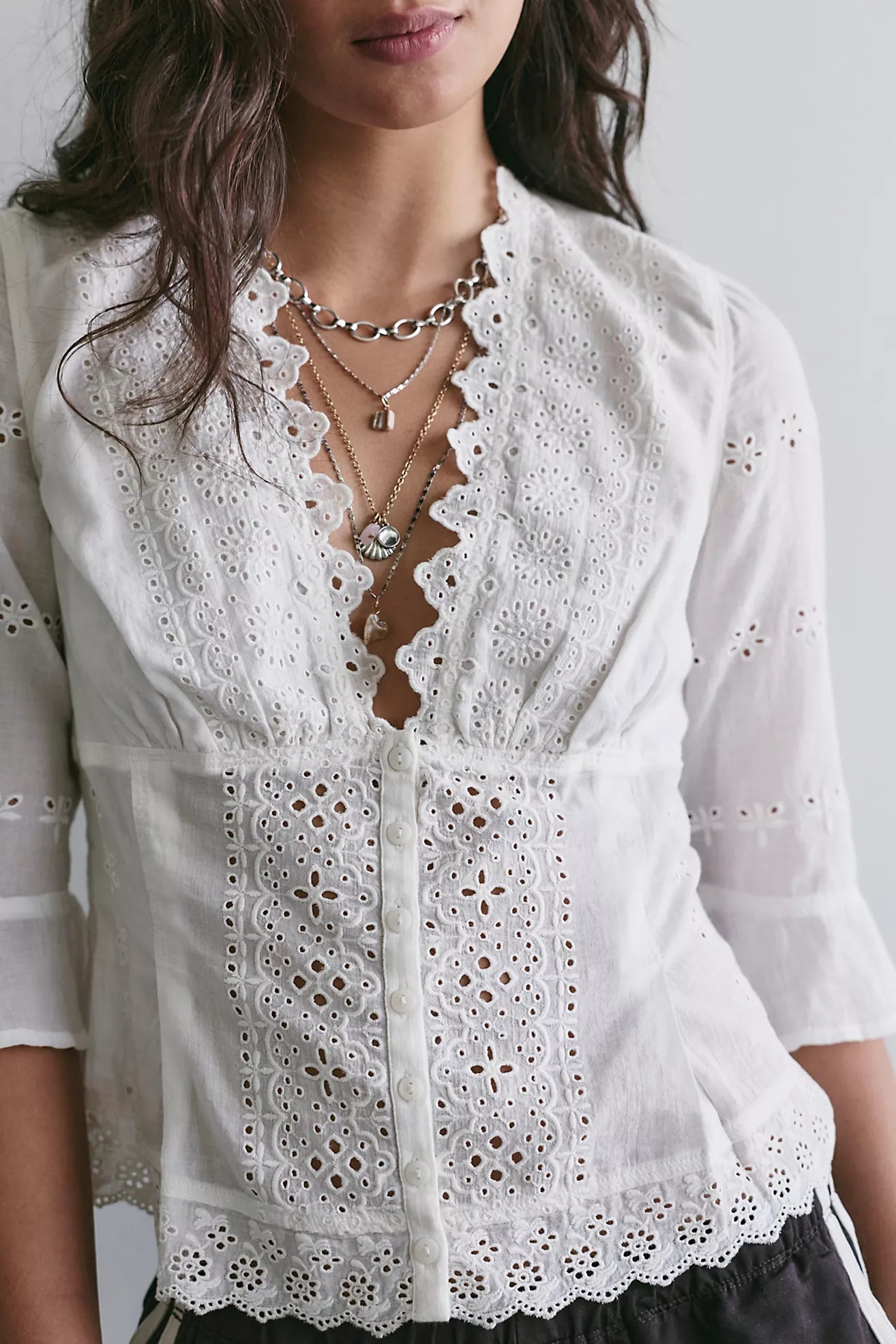 Salone Eyelet Top Clean Ivory