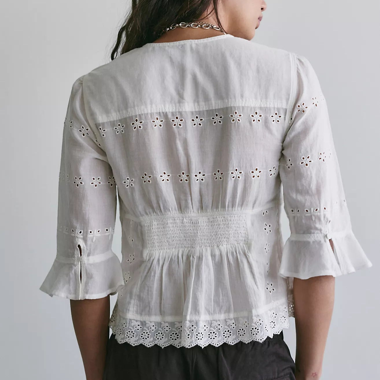 Salone Eyelet Top Clean Ivory
