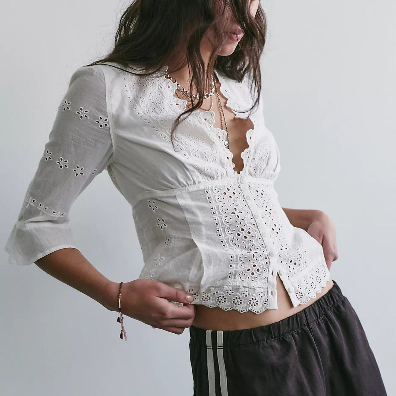 Salone Eyelet Top Clean Ivory