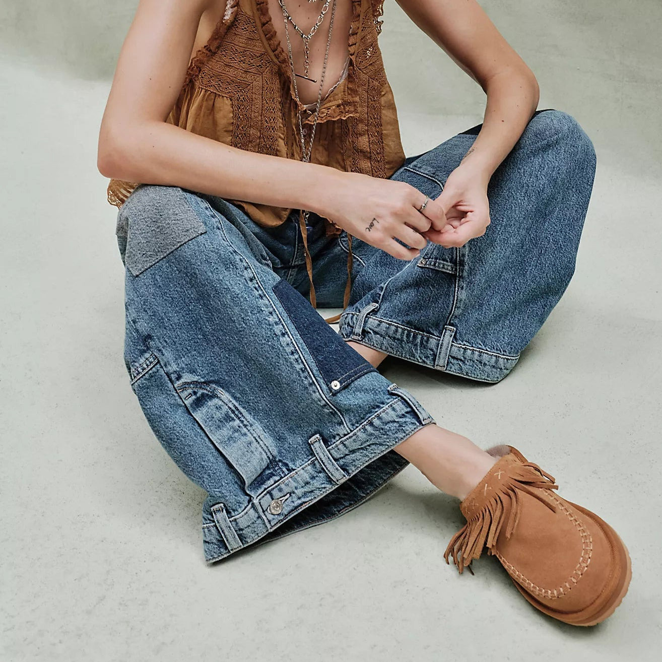 Fallon Fringe Mule Toffee Suede