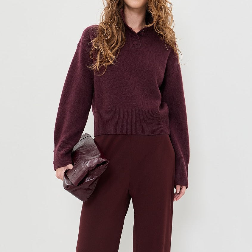 Cashmere Blend High Neck Sweater Oxblood
