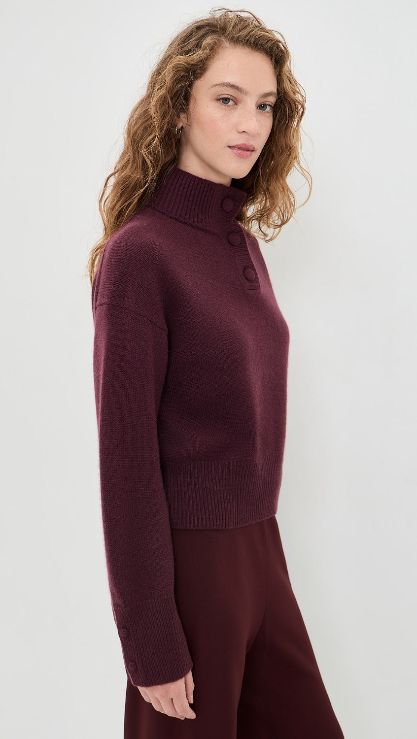 Cashmere Blend High Neck Sweater Oxblood