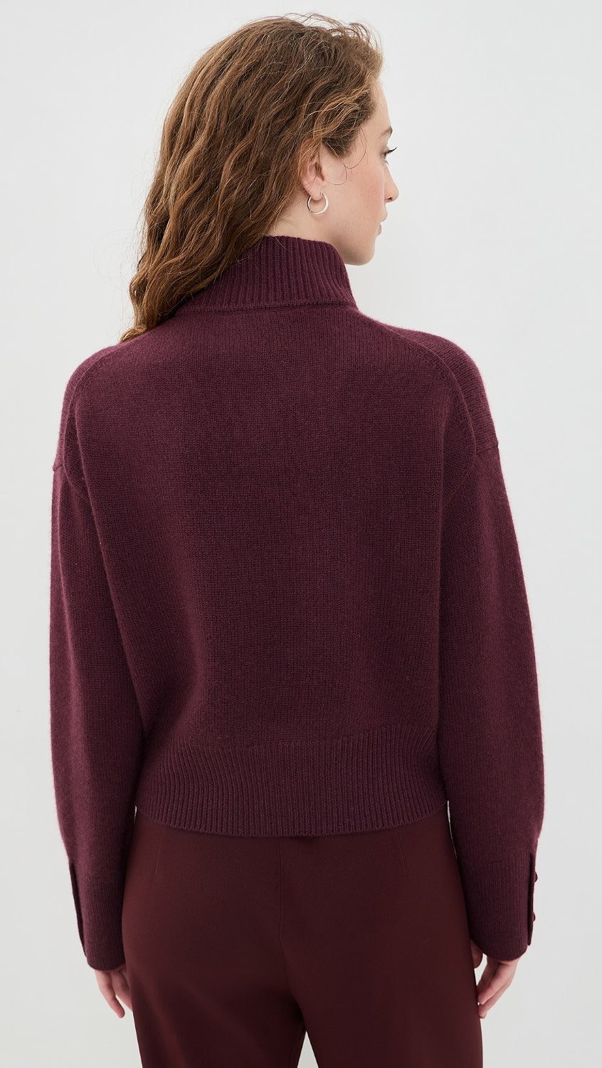 Cashmere Blend High Neck Sweater Oxblood