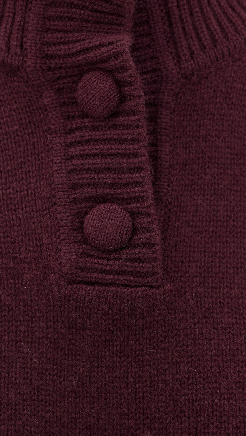 Cashmere Blend High Neck Sweater Oxblood