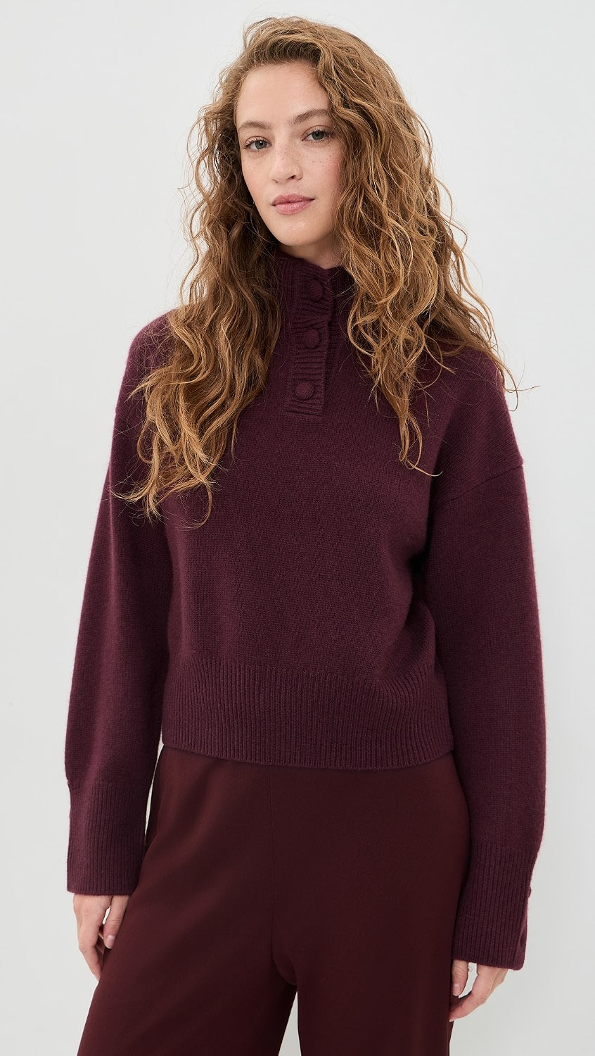 Cashmere Blend High Neck Sweater Oxblood