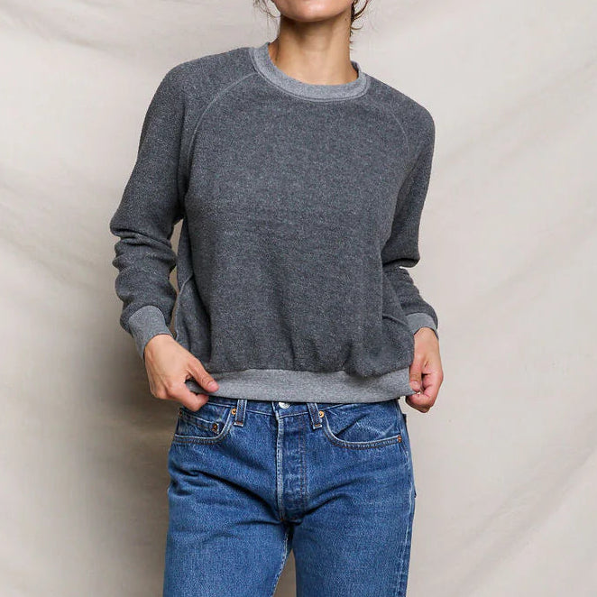 Ziggy Inside Out Shrunken Crew Dark Heather Grey