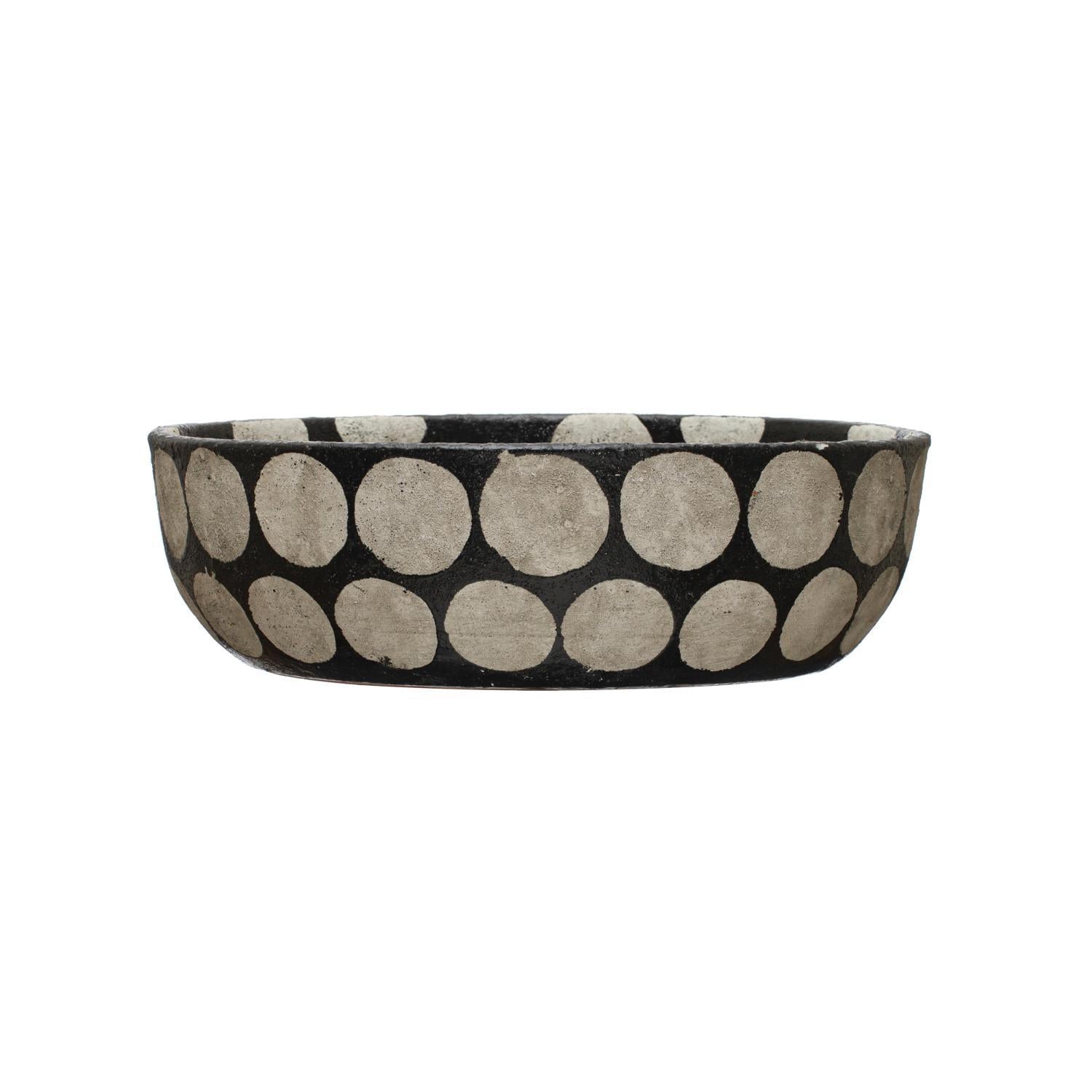 Black & White Polka Dot Terracotta Decorative Bowl