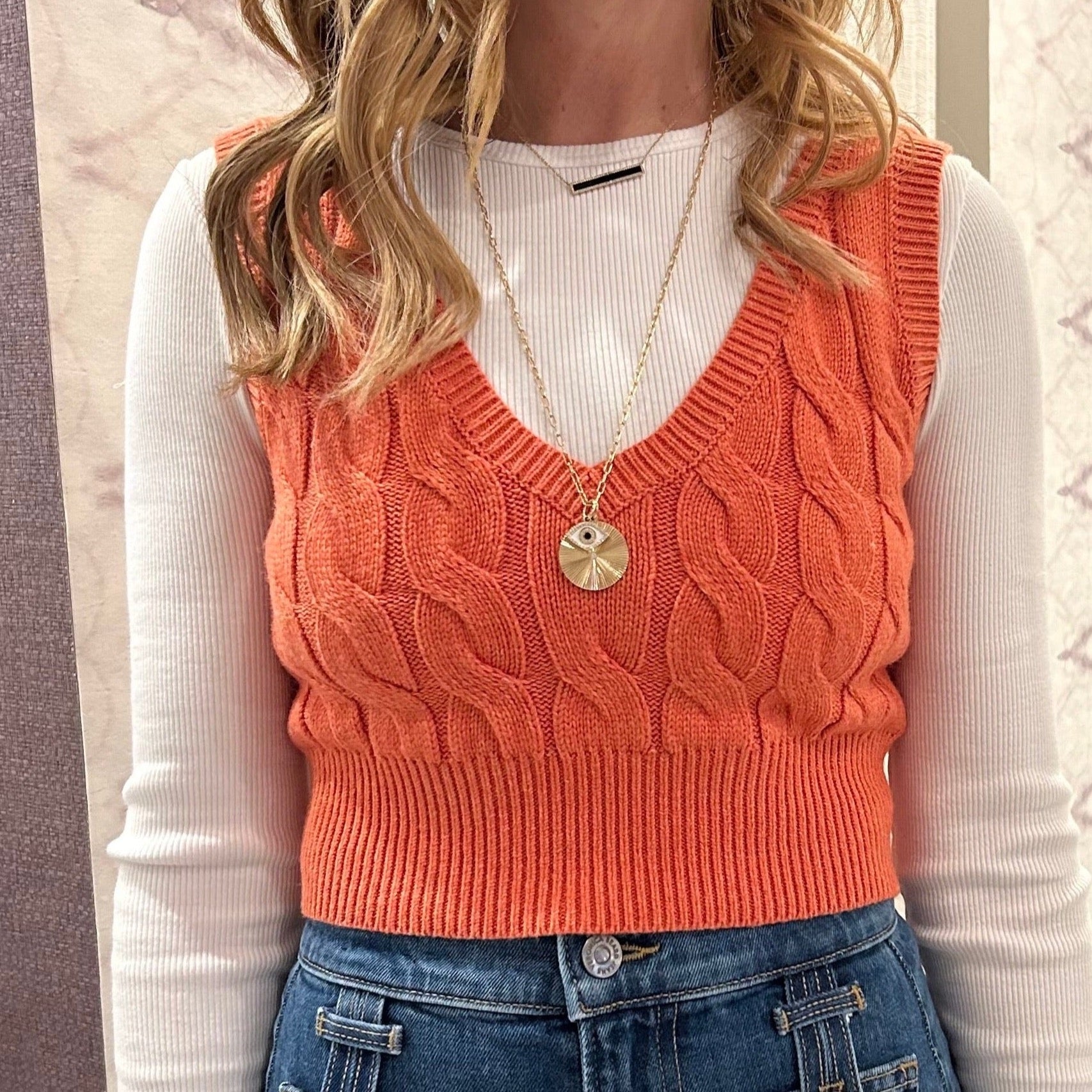Cable Cropped Top