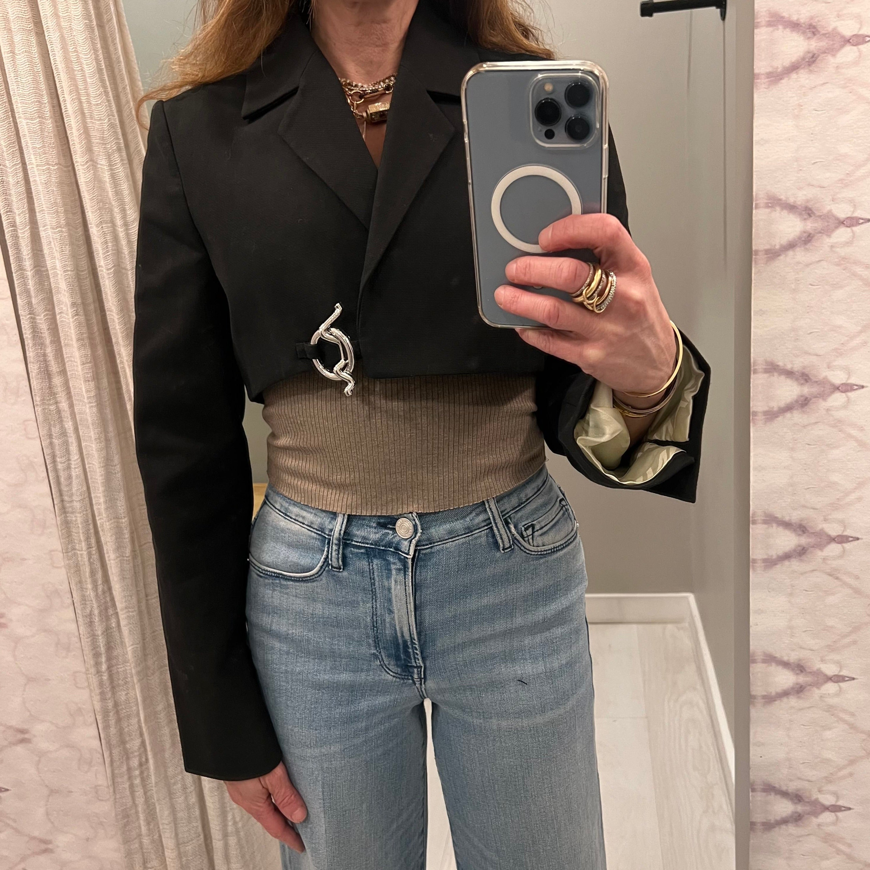 Cotton Suiting Cropped Blazer